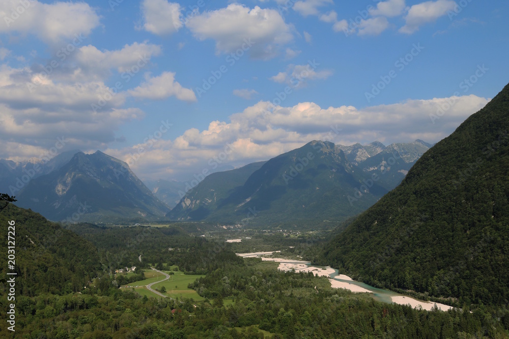 Slowenien, Aussicht vom Boka Wasserfall