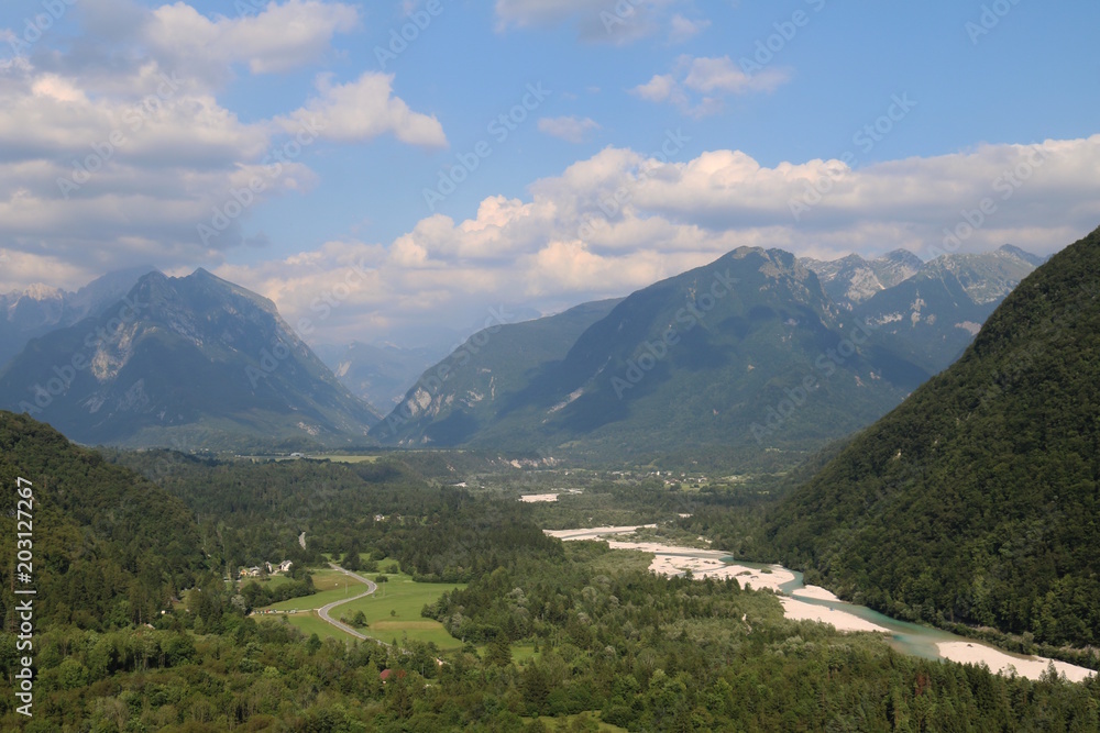 Slowenien, Aussicht vom Boka Wasserfall