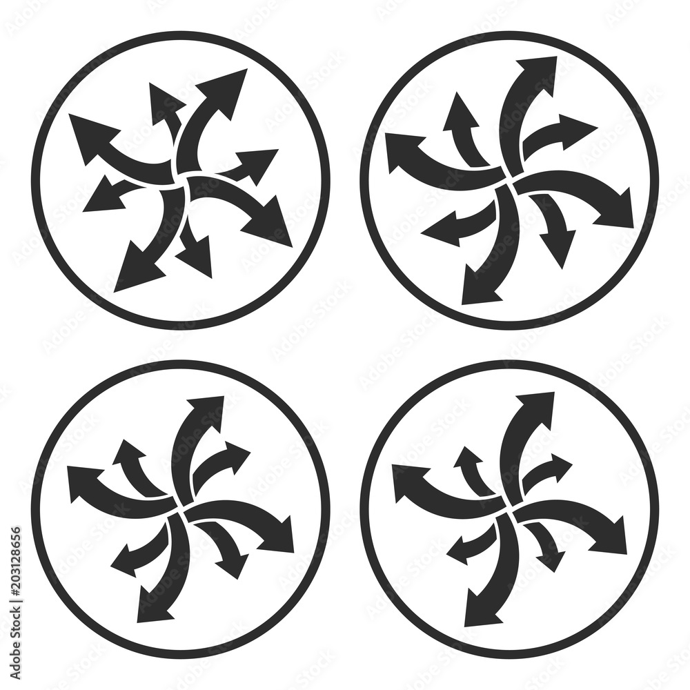 Abstract arrow icon. Choice four kinds of activity. Abstract arrow icon. Choice four kinds of activity.