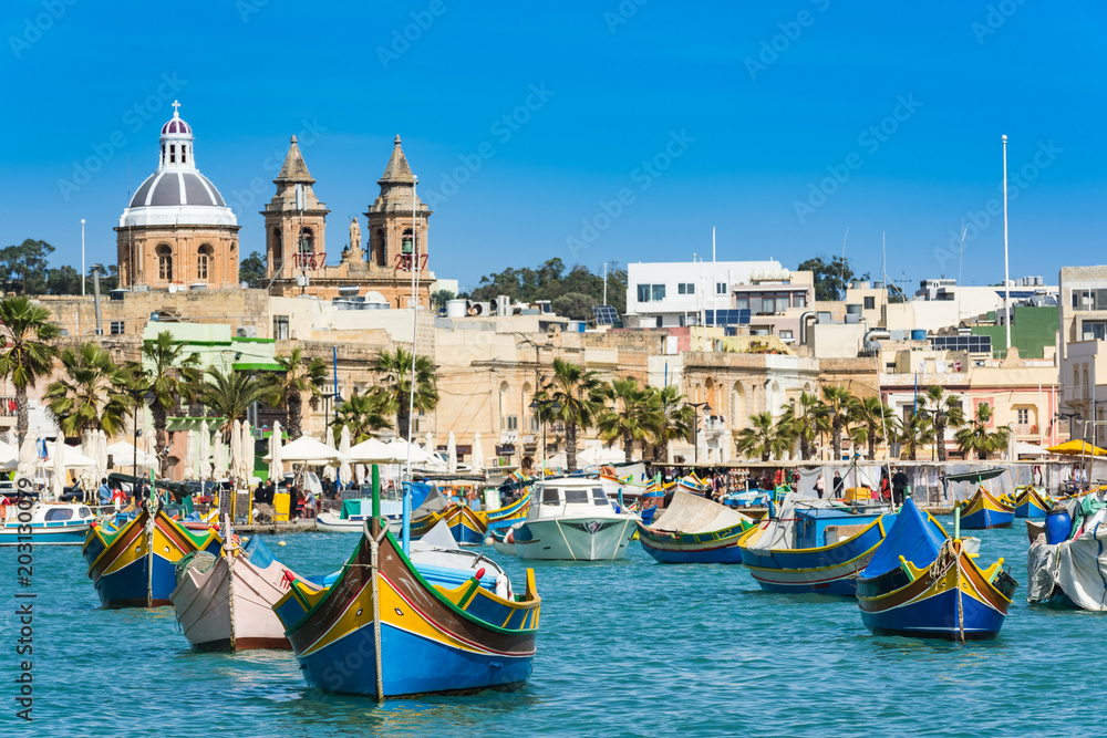 Vibrant fiherman boats in Malta