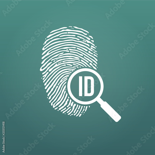 ID fingerprint icon with magnifying glass. Fingerprint vector illustration isolated on modern background.