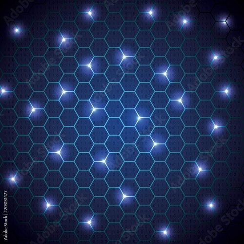 cyber security digital hive blue circuit background binary numbers vector illustration