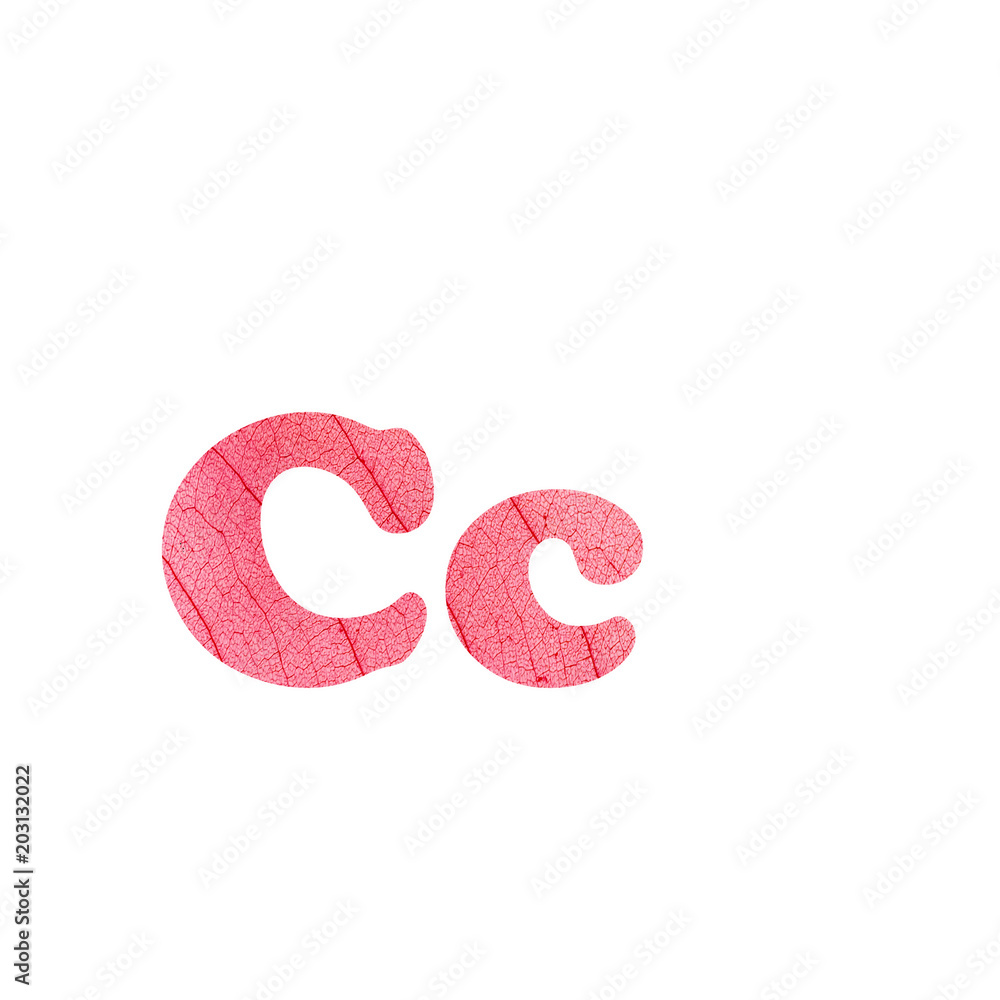 Leaf alphabet textured letter in a 3D illustration on a white background Leaf alphabet textured letter in a 3D illustration on a white background