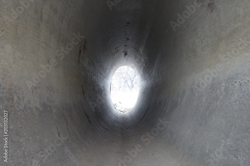Concrete pipe, view inside photo