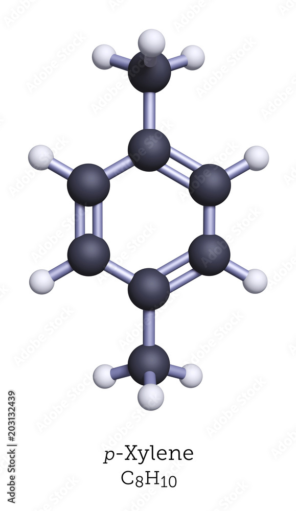 Ball-and-Stick Model of p-Xylene Ball-and-Stick Model of p-Xylene
