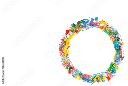 Frame of stationery isolated on a white background. Free space for text.