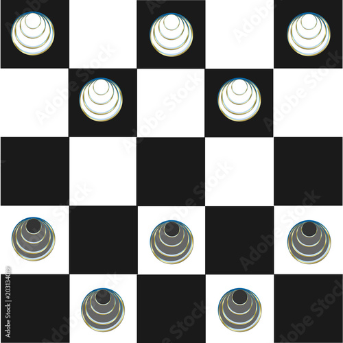Chess match with few figures left, final stages, final shoot down, black and white vector illustration