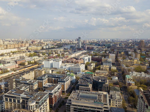 aerial moscow city panorama