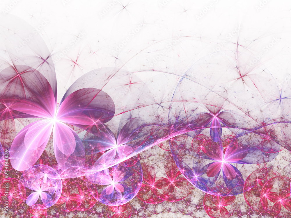 Fototapeta premium Soft pink fractal flowers, digital artwork for creative graphic design