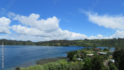 View from the town of Puerto Octay over lake Llanquihue, Chile
