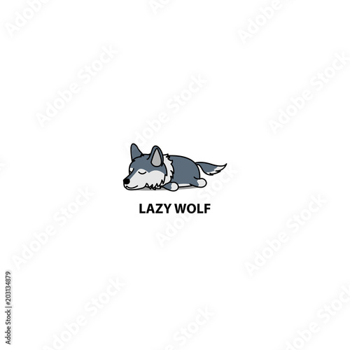 Lazy wolf sleeping icon, logo design, vector illustration