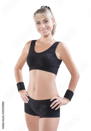 athletic beautiful smiling youndg sport woman isolated © mihalec