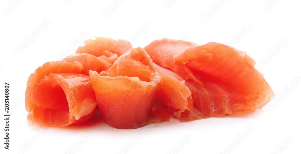 Fresh sliced salmon fillet on white background Fresh sliced salmon fillet on white background