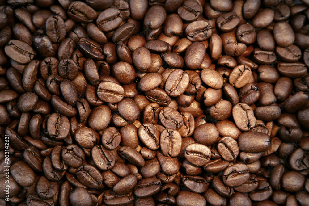 Brown roasted coffee beans