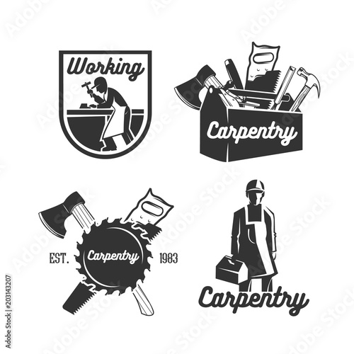 Set of carpentry logo templates.