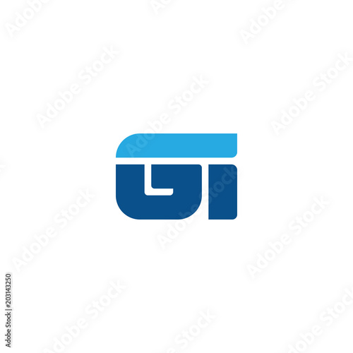 Initial letter GI, straight linked line bold logo, simple flat blue colors