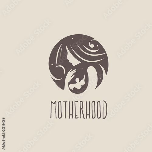 Logos of child care, motherhood and childbearing.