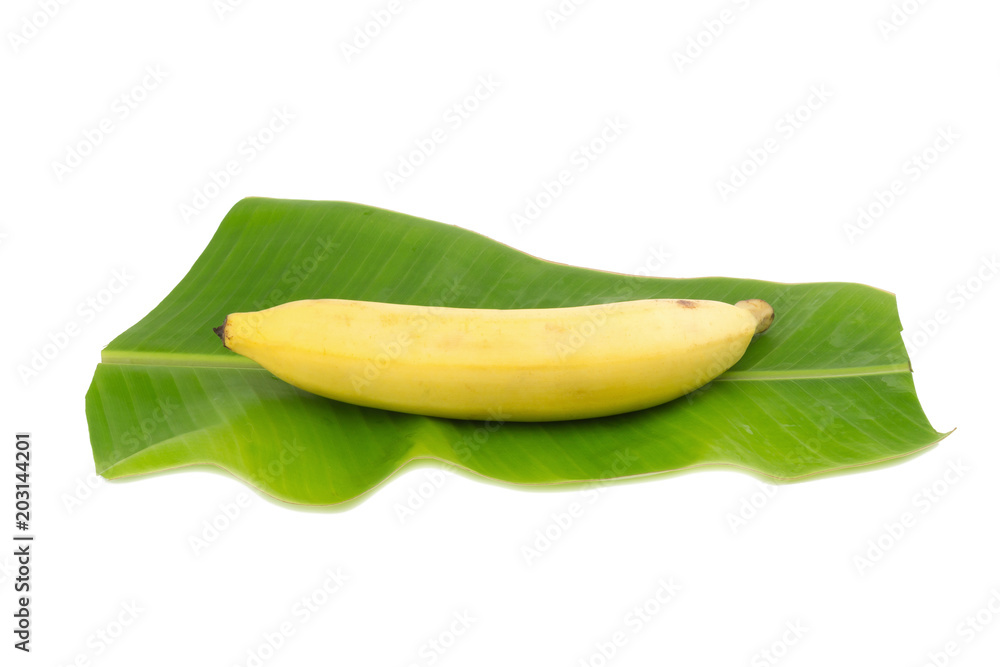 fresh Banana on leaf isolated on white background fresh Banana on leaf isolated on white background