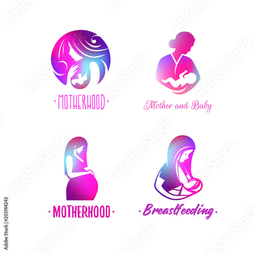 Logos of child care, motherhood and childbearing.
