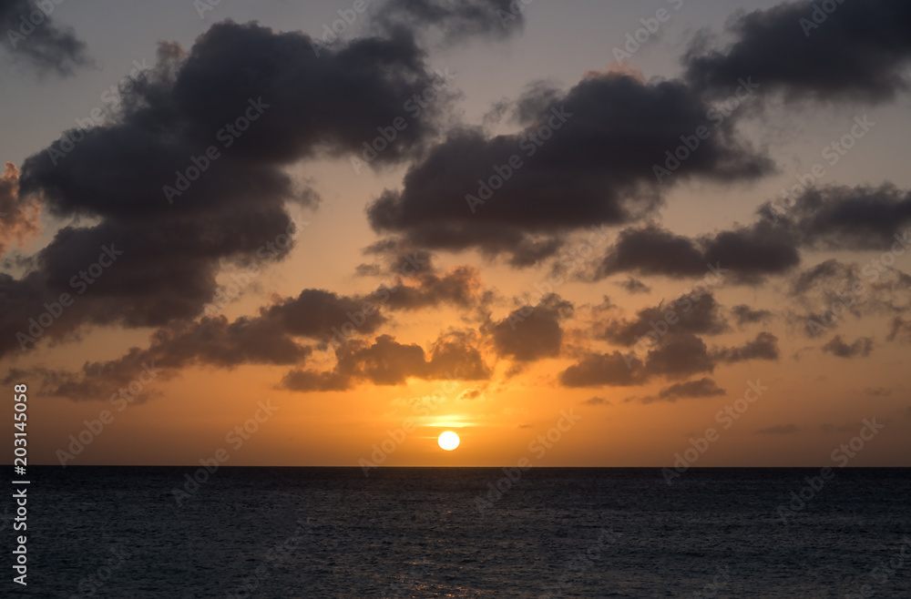 Sunset Over Eagle Beach Aruba, Caribbean