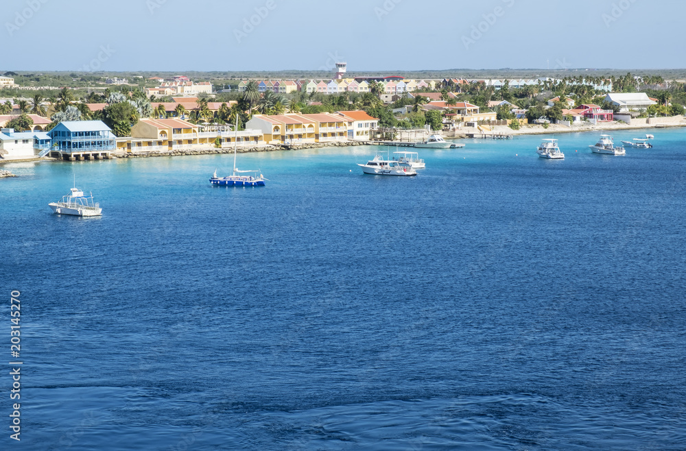 Looking at Bonaire Harbor from a Cruise Ship