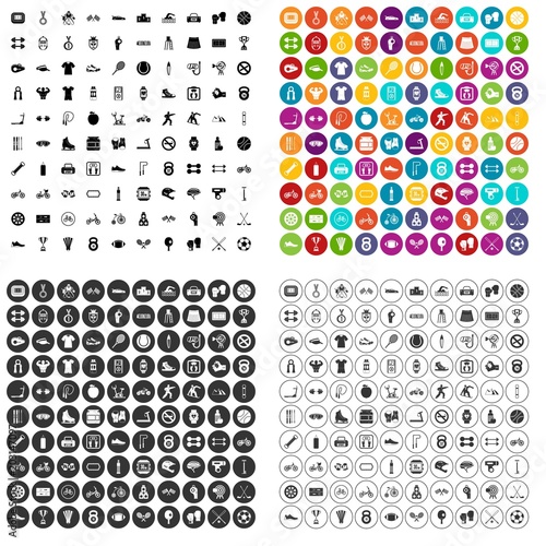Fototapeta Naklejka Na Ścianę i Meble -  100 sport icons set vector in 4 variant for any web design isolated on white