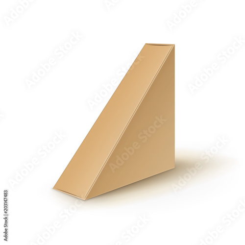 Vector Brown Blank Cardboard Triangle Take Away Boxes Packaging For Sandwich  Food  Gift  Other Products Mock up Close up Isolated on White Background