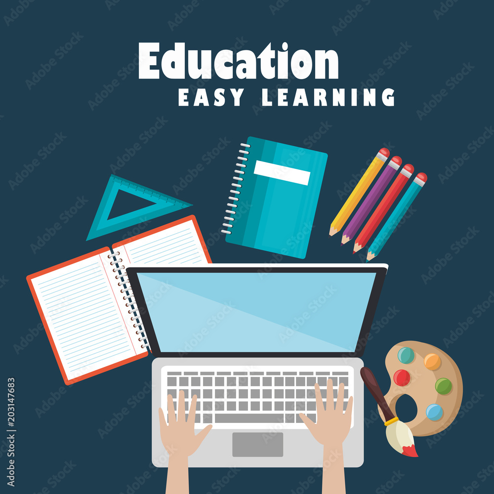 laptop with education easy e-learning icons vector illustration design laptop with education easy e-learning icons vector illustration design