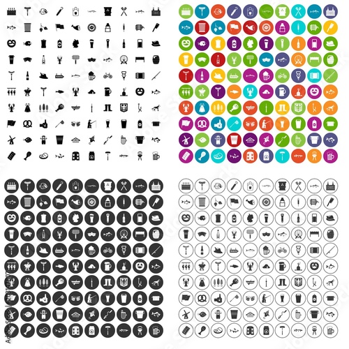 100 beer icons set vector in 4 variant for any web design isolated on white