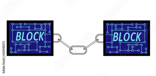 block chain technology  with chain between blocks