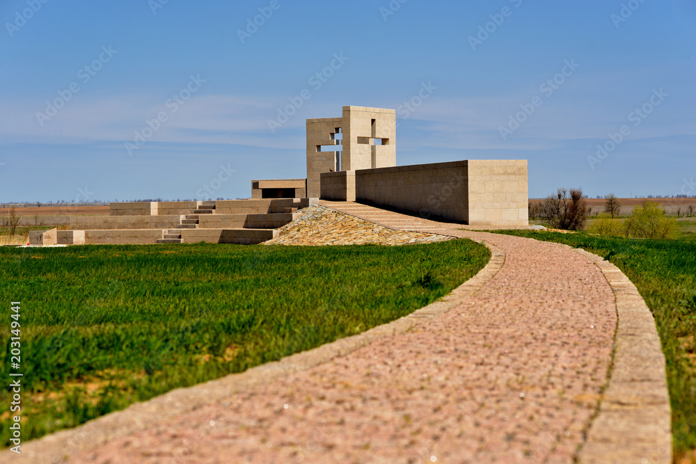 Volgograd. Russia - April 30 2018. A military memorial, Soviet and German cemetary of the soldiers, deceased in the Battle of Stalingrad in the village Rossoshka Gorodishchensky District.