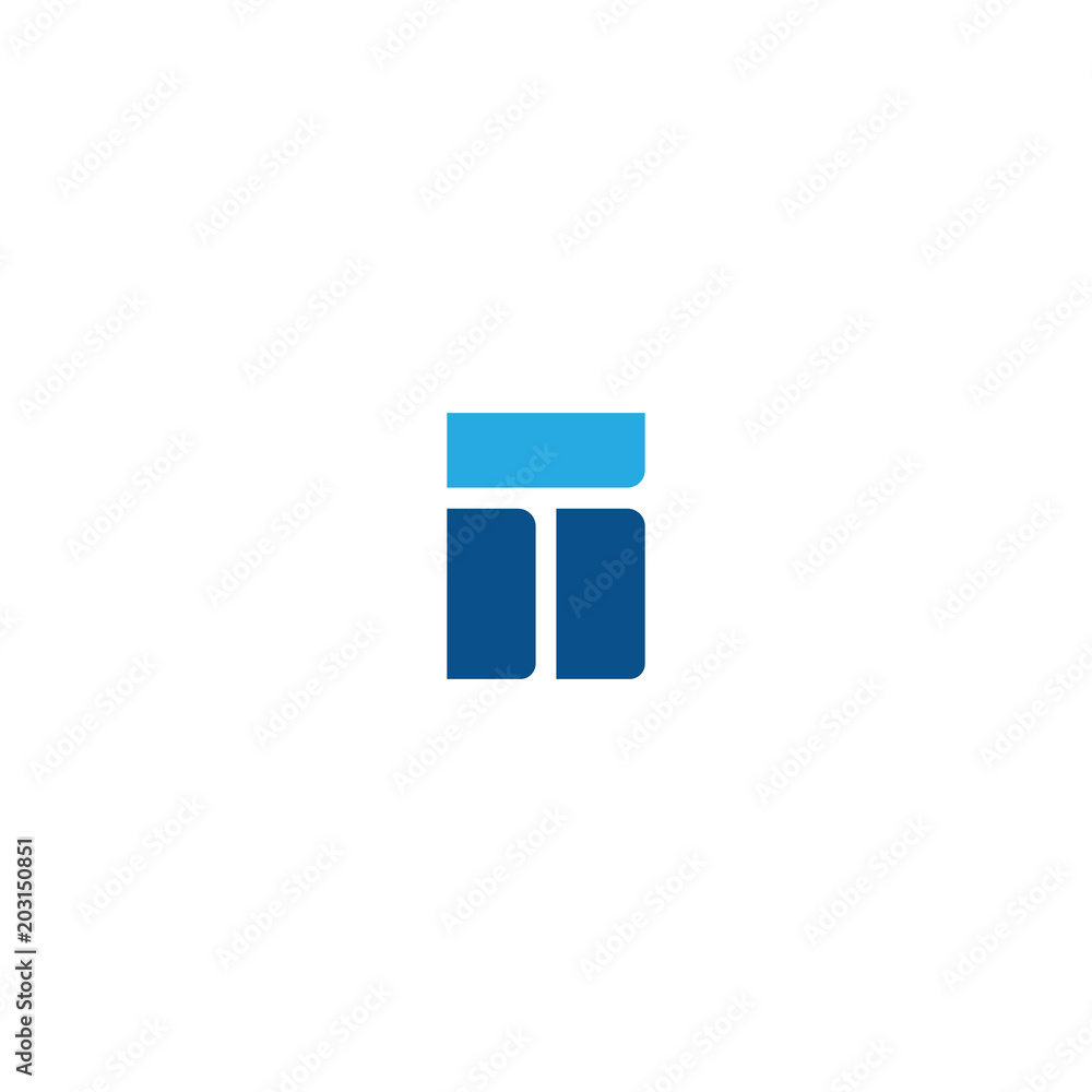 Initial letter II, straight linked line bold logo, simple flat blue colors Initial letter II, straight linked line bold logo, simple flat blue colors