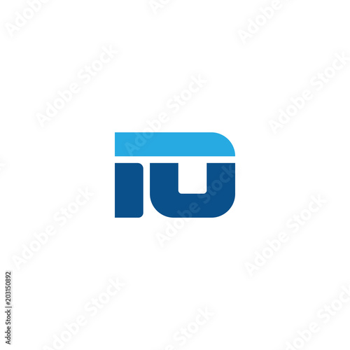 Initial letter IO, straight linked line bold logo, simple flat blue colors