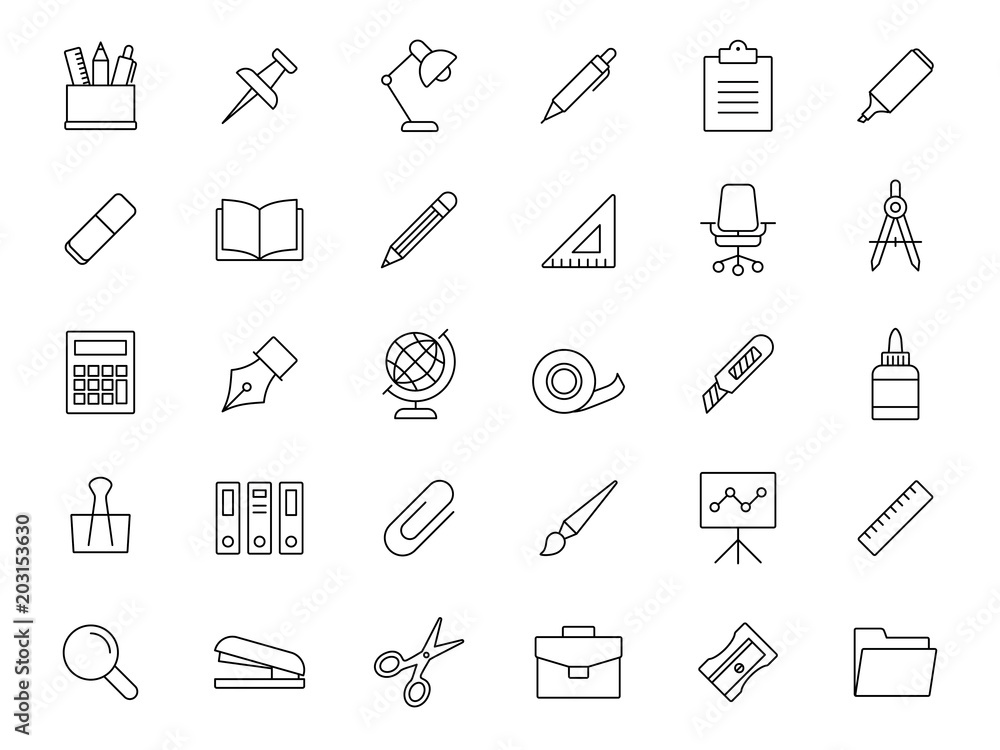 stationery appliance line vector collection icons set stationery appliance line vector collection icons set