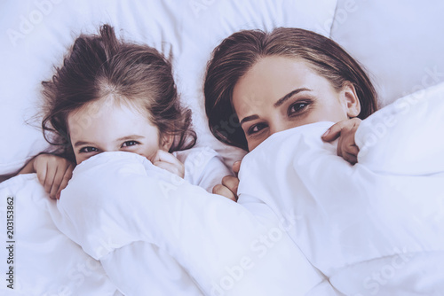 Mother and daughter at home