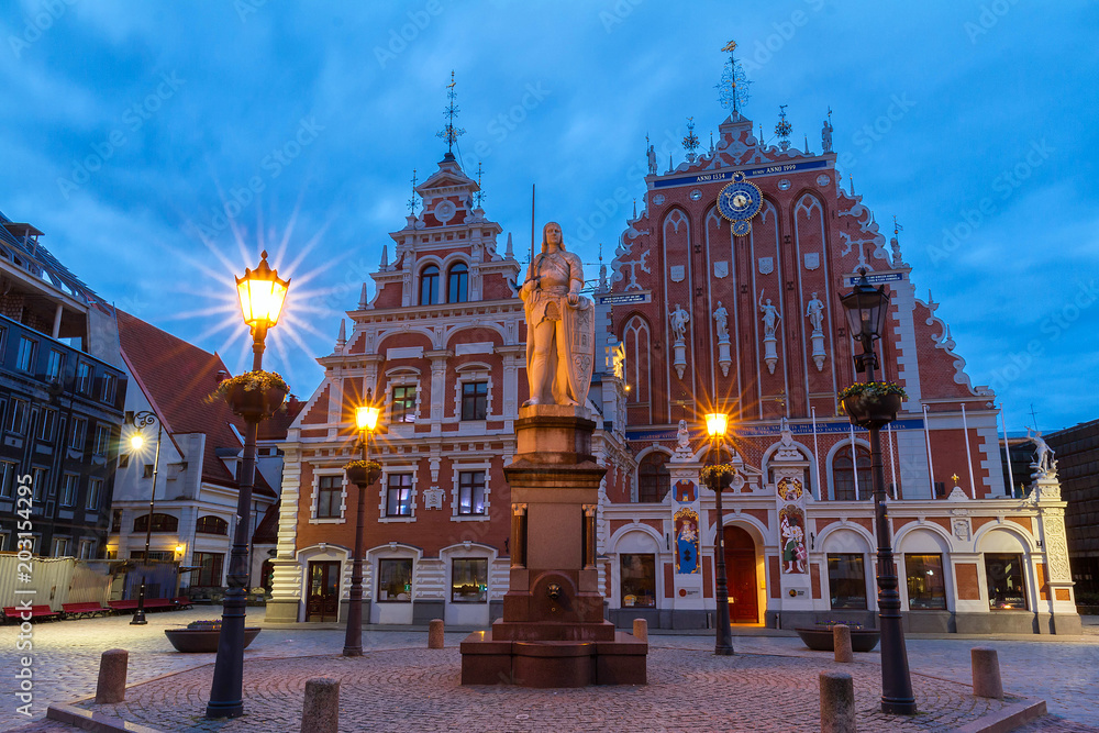 Town Hall Square and the House of the Blackheads in Riga's historic center.