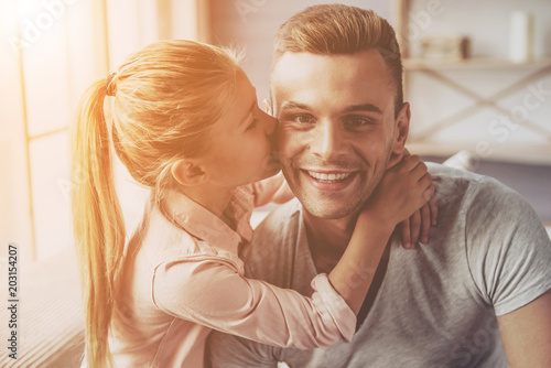 Father and daughter at home