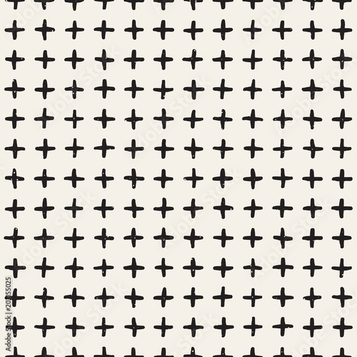 Hand drawn style seamless pattern. Abstract grungy geometric shapes background in black and white.