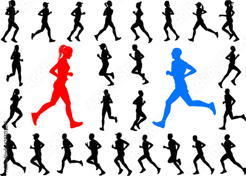 runners silhouettes collection - vector