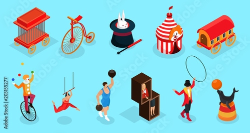 Isometric Circus Elements Collection