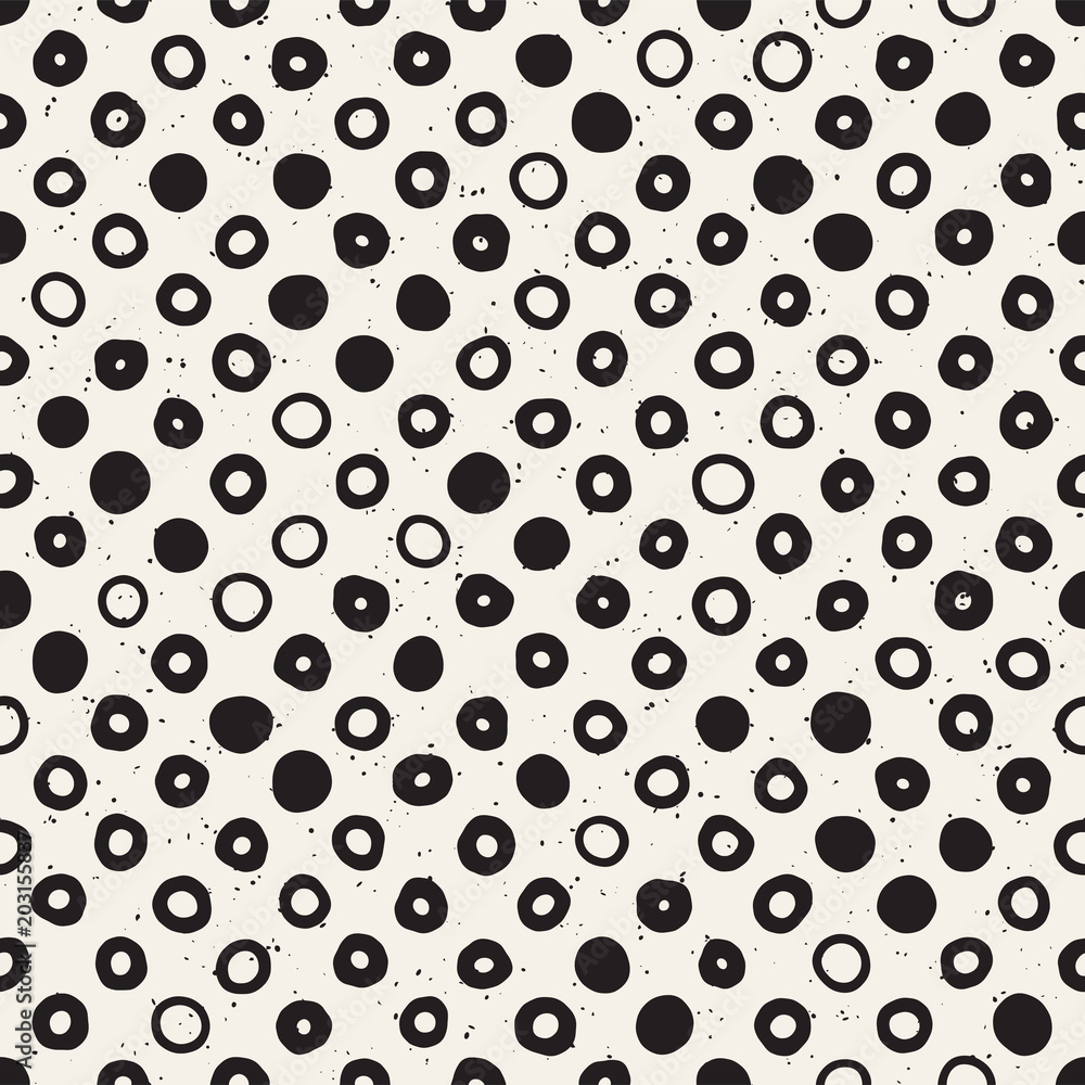 Hand drawn black and white ink abstract seamless pattern. Vector stylish grunge texture. Monochrome geometric scattered shapes Hand drawn black and white ink abstract seamless pattern. Vector stylish grunge texture. Monochrome geometric scattered shapes