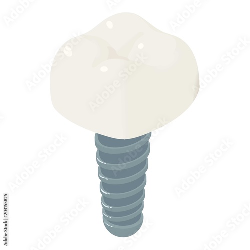 Tooth implant icon. Isometric of tooth implant vector icon for web design isolated on white background