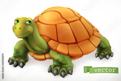 Funny turtle. 3d vector icon