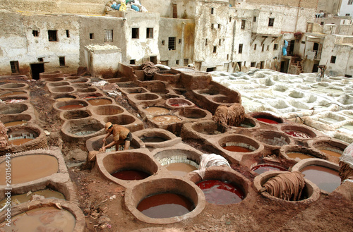 Vue générale de la tannerie de Fès, MarocMaroc