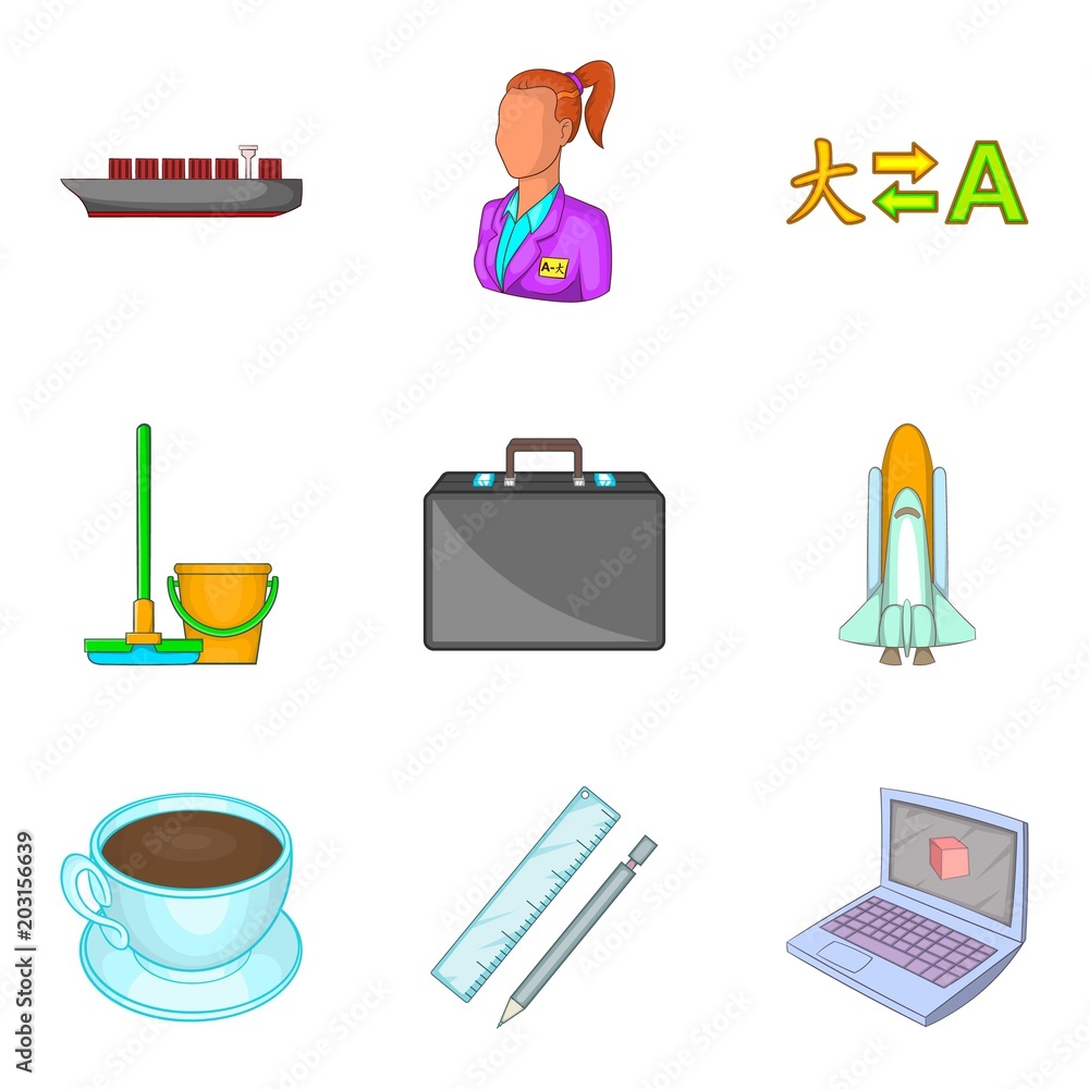 Technological process icons set. Cartoon set of 9 technological process vector icons for web isolated on white background