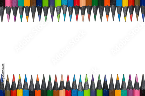 Set of colored pencils from ebony, isolated