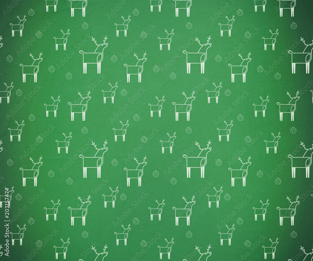 Digitally generated Green and white reindeer pattern wallpaper