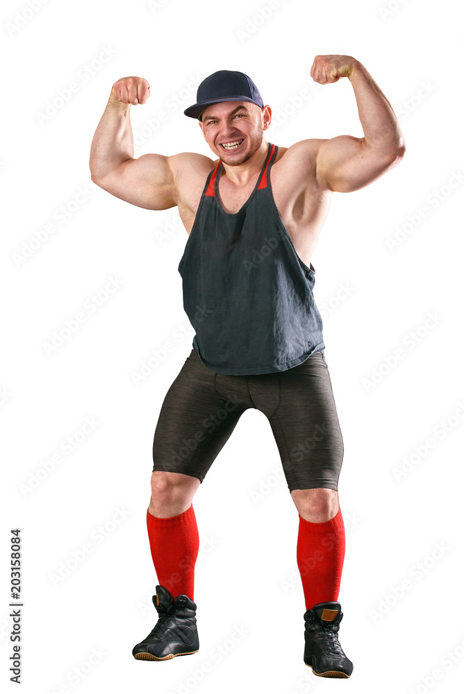 Handsome bodybuilder on a white background, isolated Handsome bodybuilder on a white background, isolated