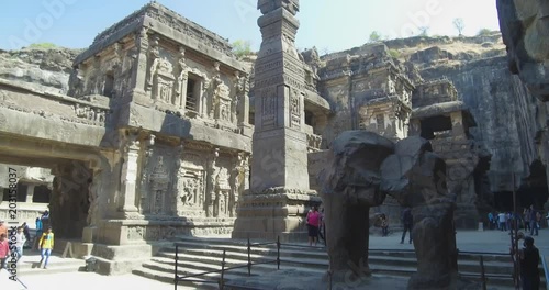 Ellora Cave Ruins in India Elephant (4k)