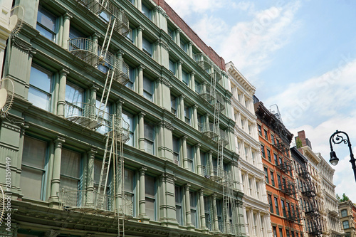 Ornate cast iron buildings in SoHo district of Manhattan